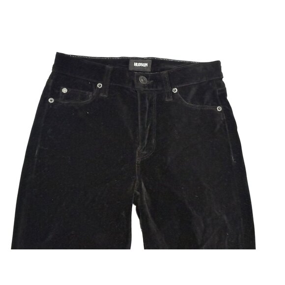 Hudson Nix High Rise Lace Hem Velvet Cropped Jeans in Black Star - Picture 3 of 8